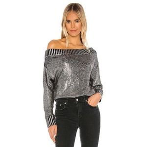 superdown Silver Off-Shoulder Sweater